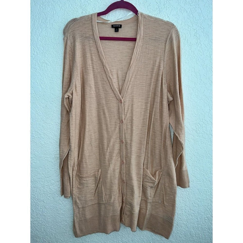 Torrid Peach Color Cardigan Knit Long Button Down Pockets Plus Size 3X (R)